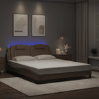 Bed Frame "Viana" with LED without Mattress Cappuccino 160x200 cm