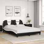 Bed Frame "Viana" with LED without Mattress Black and White 160x200 cm
