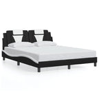 Bed Frame "Viana" with LED without Mattress Black and White 160x200 cm