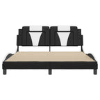 Bed Frame "Viana" with LED without Mattress Black and White 160x200 cm
