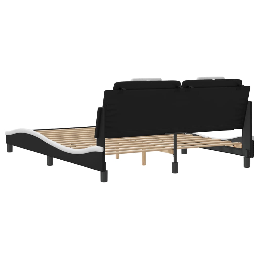Bed Frame "Viana" with LED without Mattress Black and White 160x200 cm
