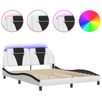 Bed Frame "Viana" with LED without Mattress White and Black 160x200 cm