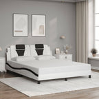 Bed Frame "Viana" with LED without Mattress White and Black 160x200 cm