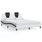 Bed Frame "Viana" with LED without Mattress White and Black 160x200 cm