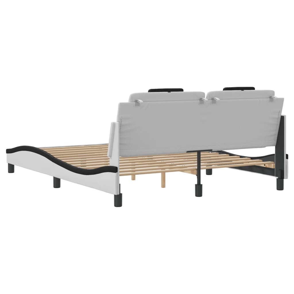 Bed Frame "Viana" with LED without Mattress White and Black 160x200 cm