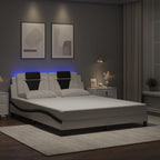 Bed Frame "Viana" with LED without Mattress White and Black 160x200 cm