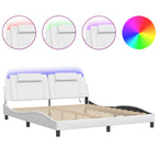 Bed Frame "Viana" with LED without Mattress White 180x200 cm