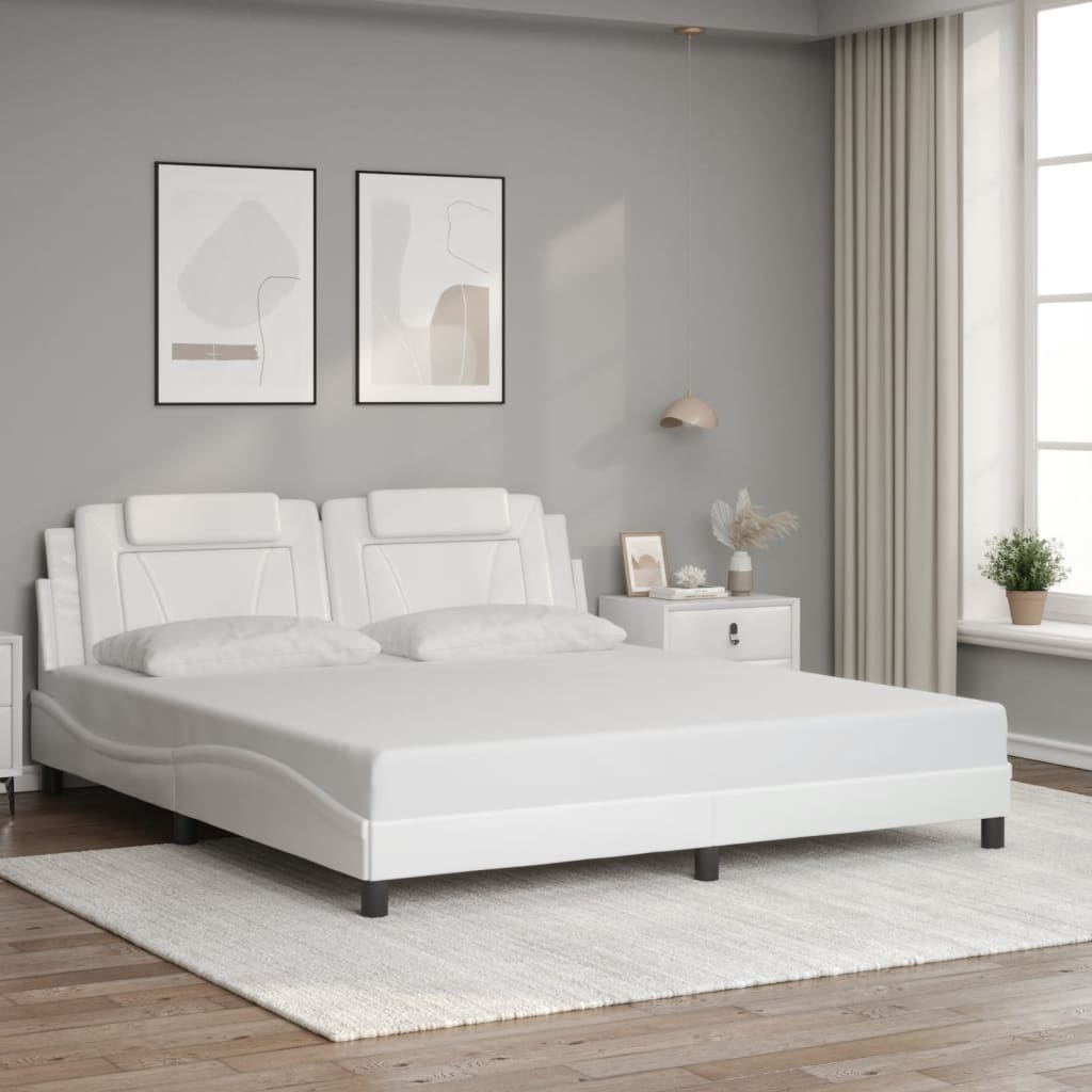 Bed Frame "Viana" with LED without Mattress White 180x200 cm