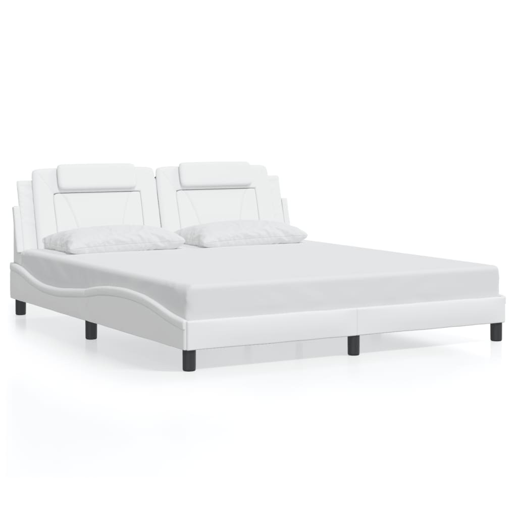 Bed Frame "Viana" with LED without Mattress White 180x200 cm