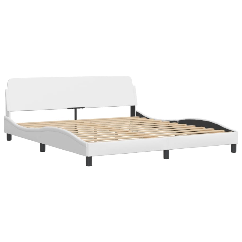 Bed Frame "Viana" with LED without Mattress White 180x200 cm