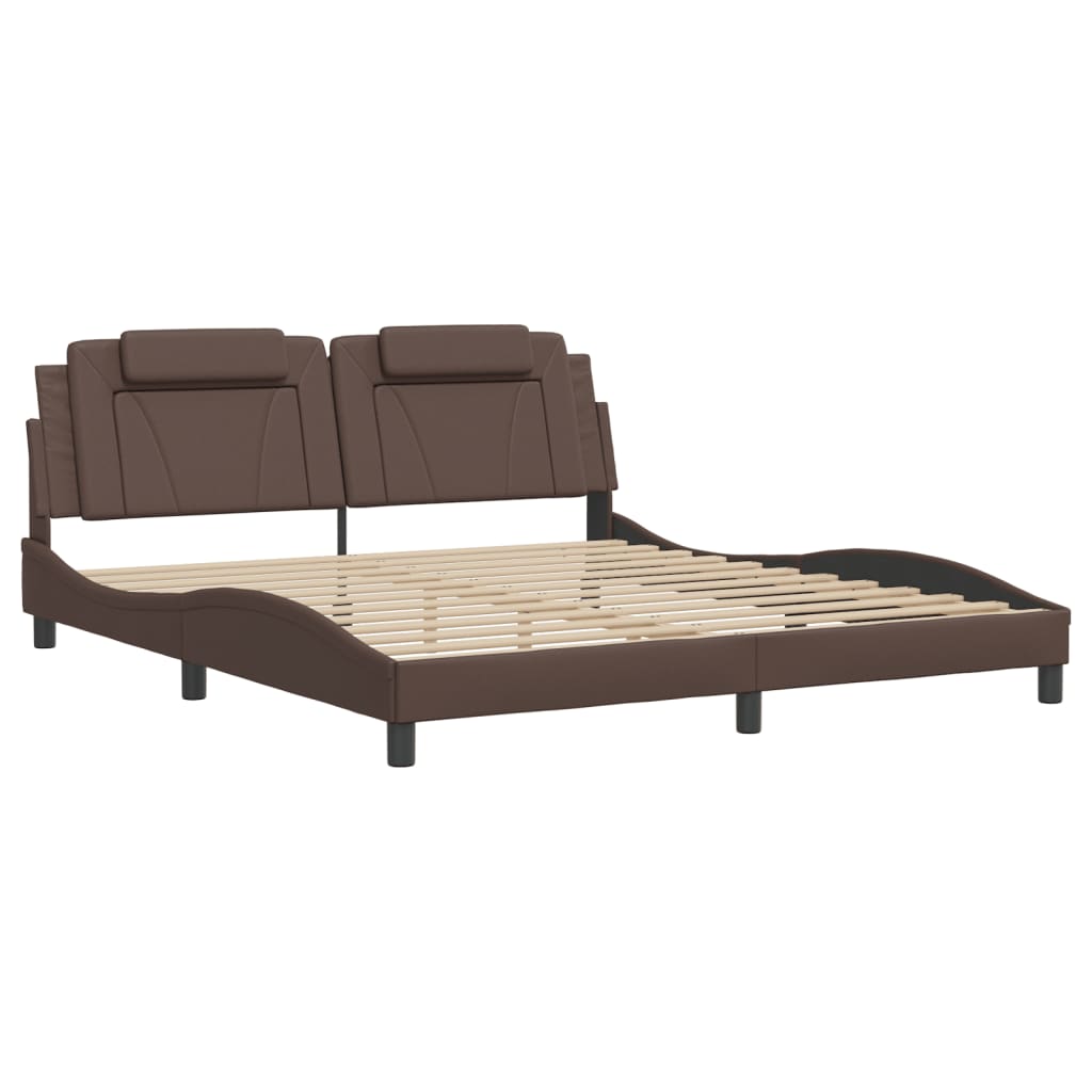 Bed Frame "Viana" with LED without Mattress Brown 180x200 cm