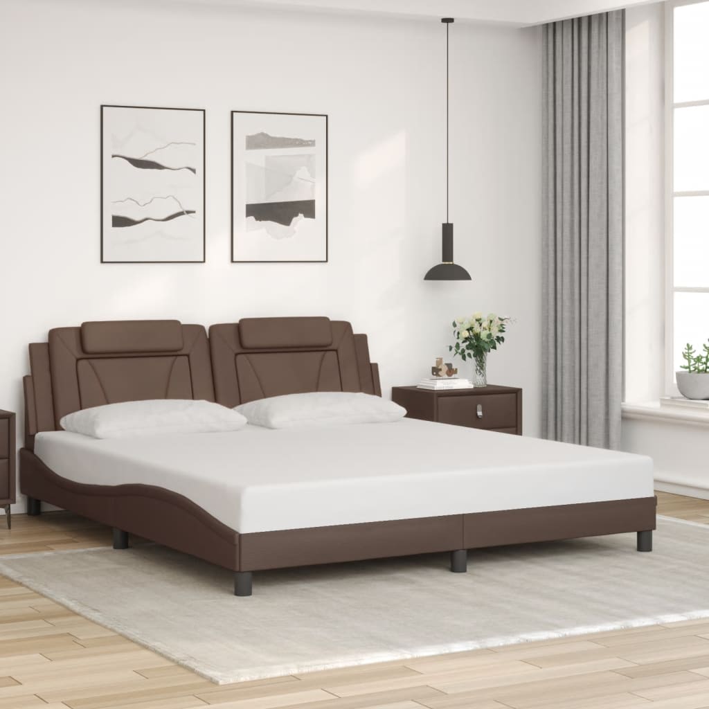 Bed Frame "Viana" with LED without Mattress Brown 180x200 cm