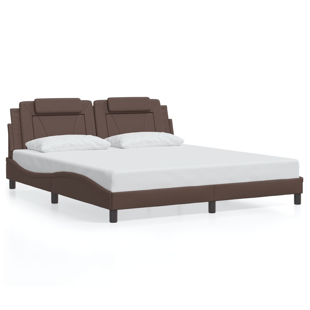 Bed Frame "Viana" with LED without Mattress Brown 180x200 cm