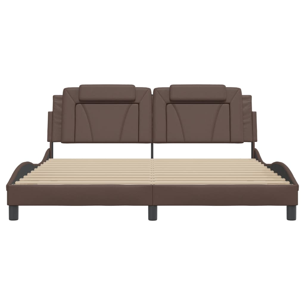 Bed Frame "Viana" with LED without Mattress Brown 180x200 cm