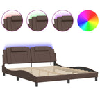 Bed Frame "Viana" with LED without Mattress Grey 180x200 cm