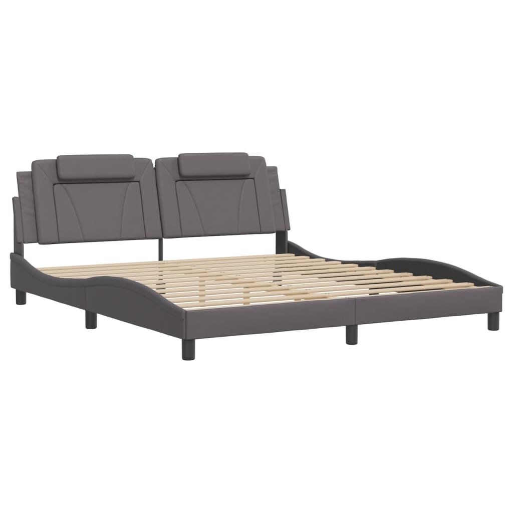 Bed Frame "Viana" with LED without Mattress Grey 180x200 cm