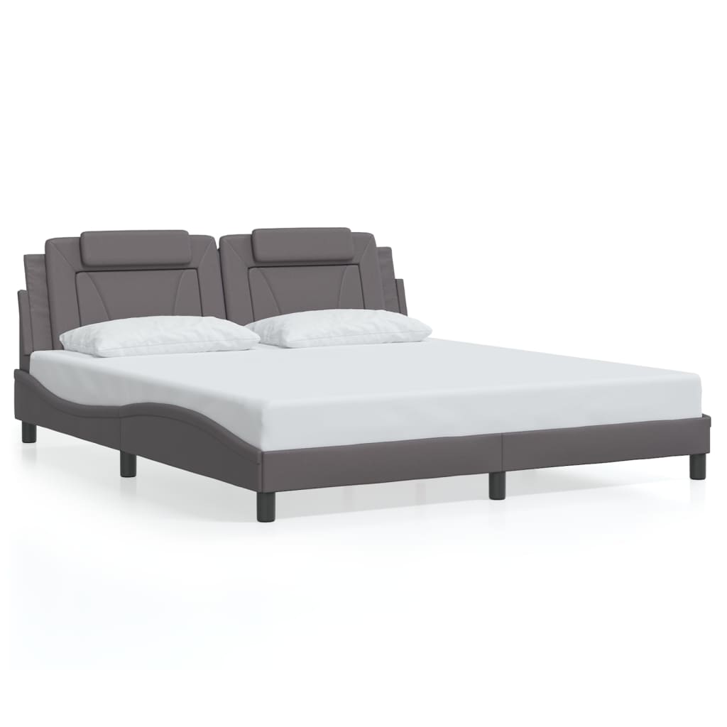 Bed Frame "Viana" with LED without Mattress Grey 180x200 cm