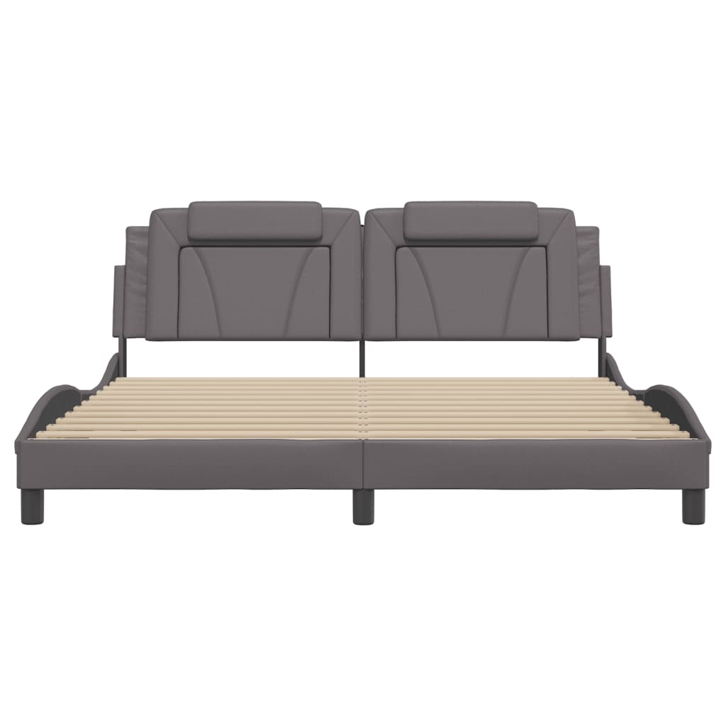 Bed Frame "Viana" with LED without Mattress Grey 180x200 cm