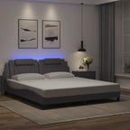 Bed Frame "Viana" with LED without Mattress Grey 180x200 cm