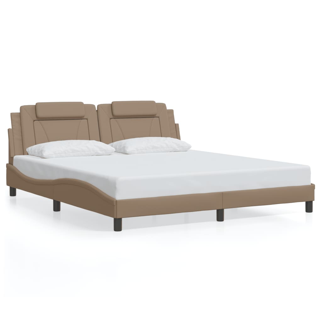 Bed Frame "Viana" with LED without Mattress Cappuccino 180x200 cm