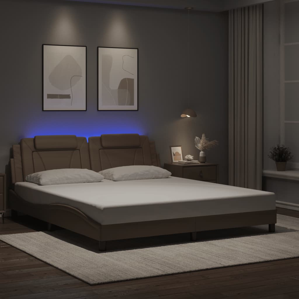 Bed Frame "Viana" with LED without Mattress Cappuccino 180x200 cm