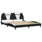 Bed Frame "Viana" with LED without Mattress Black and White 180x200 cm