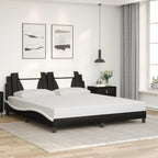 Bed Frame "Viana" with LED without Mattress Black and White 180x200 cm