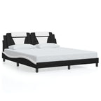 Bed Frame "Viana" with LED without Mattress Black and White 180x200 cm