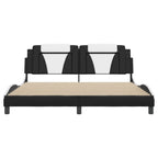 Bed Frame "Viana" with LED without Mattress Black and White 180x200 cm