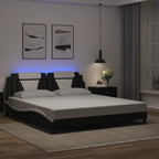 Bed Frame "Viana" with LED without Mattress Black and White 180x200 cm