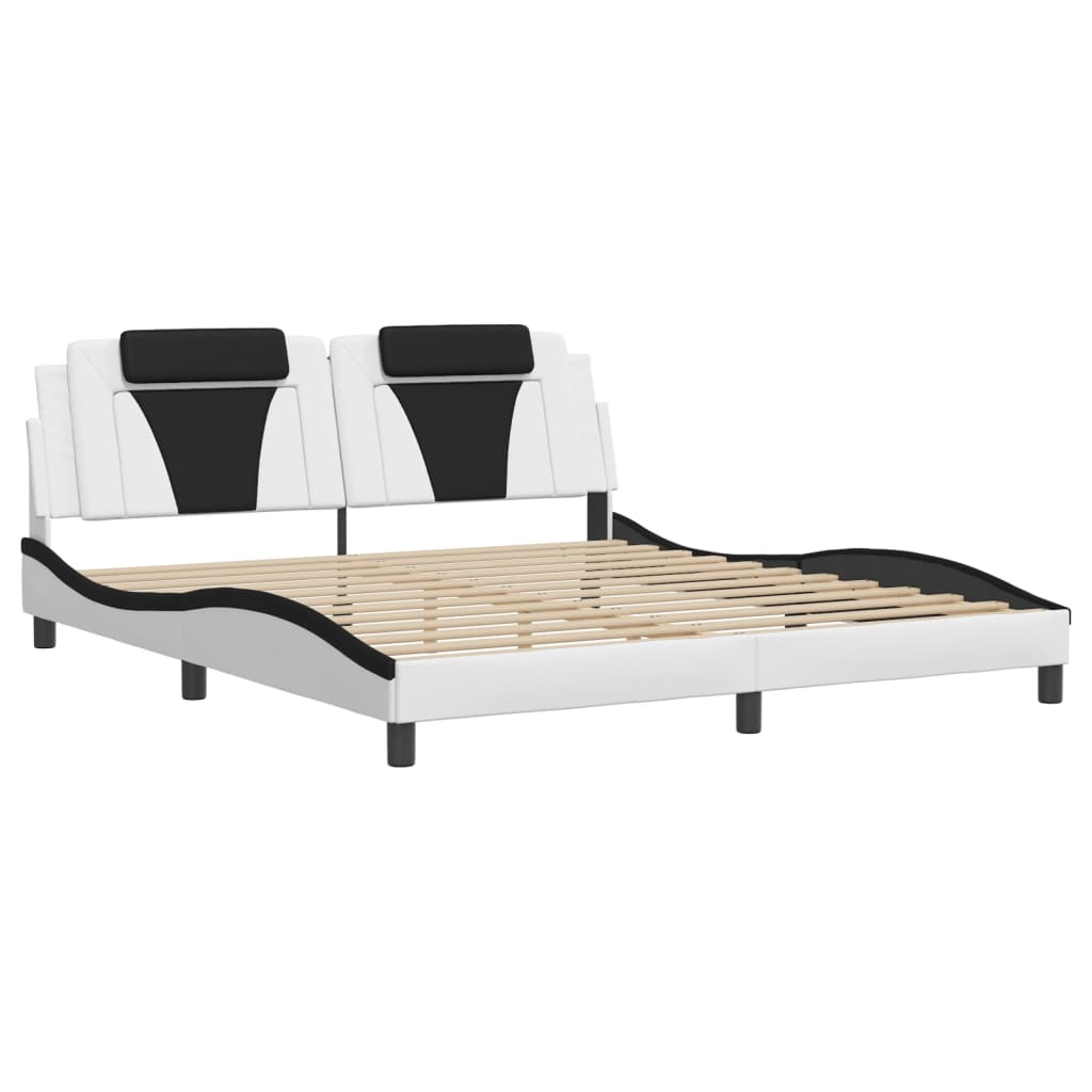 Bed Frame "Viana" with LED without Mattress White and Black 180x200 cm