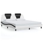 Bed Frame "Viana" with LED without Mattress White and Black 180x200 cm