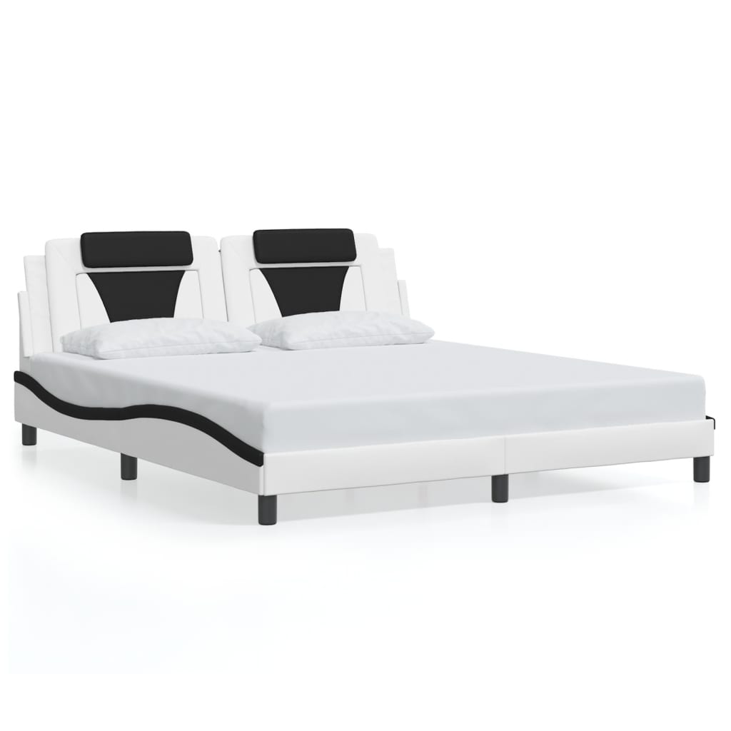 Bed Frame "Viana" with LED without Mattress White and Black 180x200 cm
