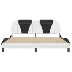 Bed Frame "Viana" with LED without Mattress White and Black 180x200 cm