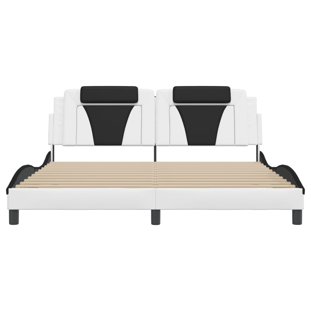 Bed Frame "Viana" with LED without Mattress White and Black 180x200 cm