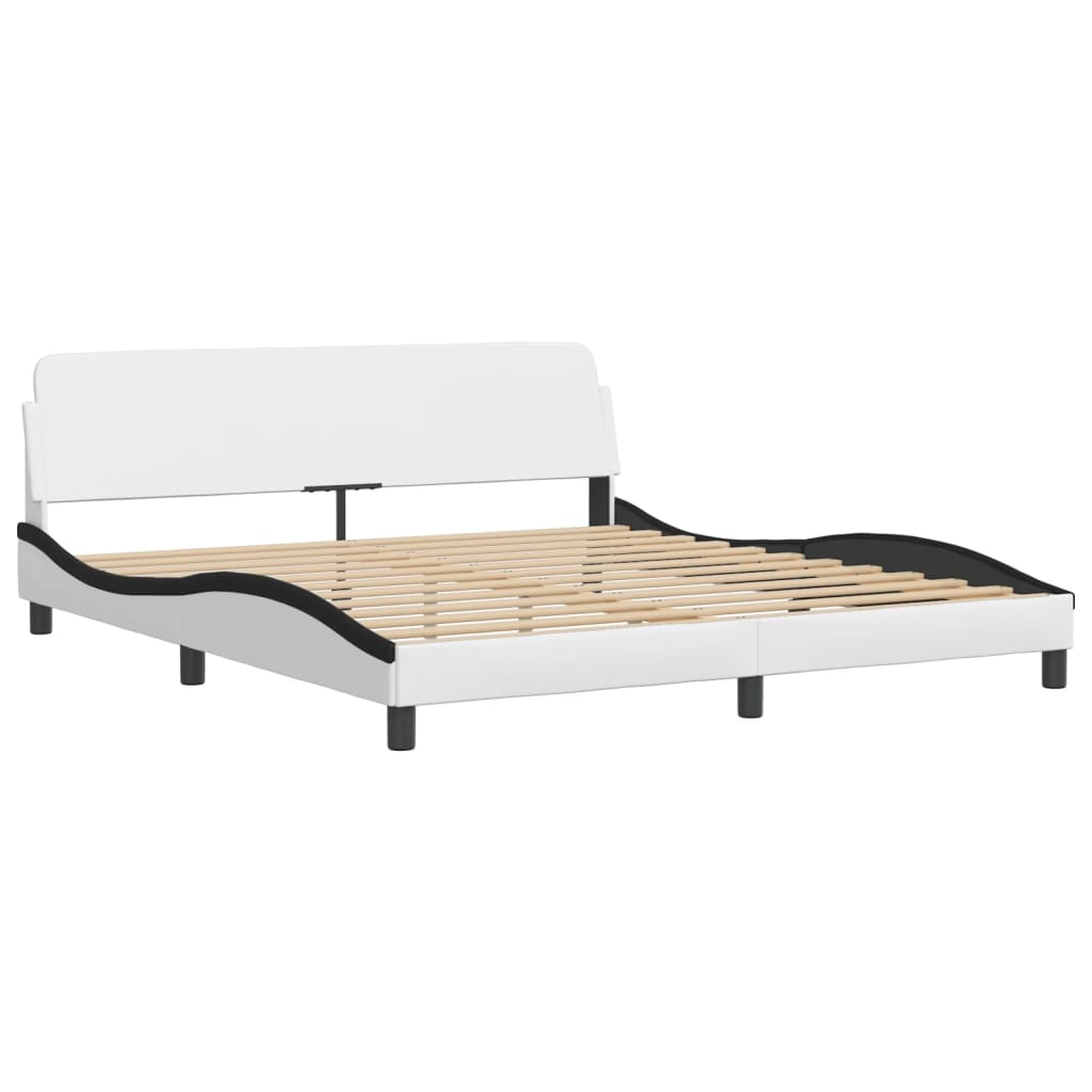 Bed Frame "Viana" with LED without Mattress White and Black 180x200 cm
