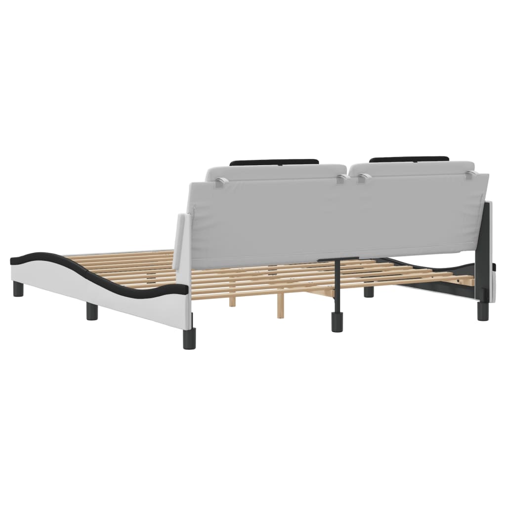 Bed Frame "Viana" with LED without Mattress White and Black 180x200 cm