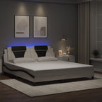 Bed Frame "Viana" with LED without Mattress White and Black 180x200 cm