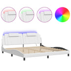 Bed Frame "Viana" with LED without Mattress White 200x200 cm