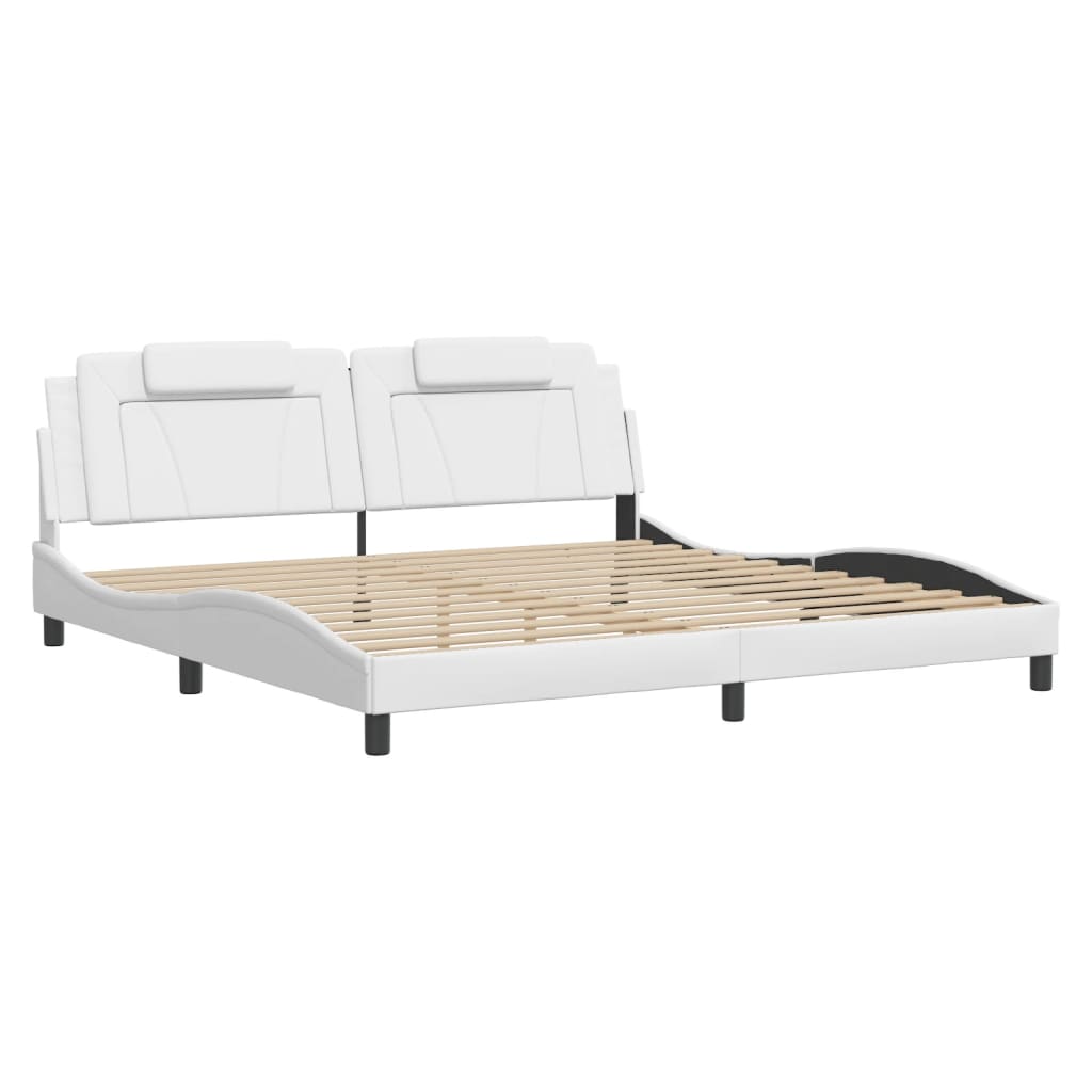 Bed Frame "Viana" with LED without Mattress White 200x200 cm