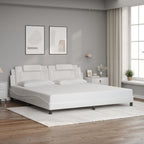 Bed Frame "Viana" with LED without Mattress White 200x200 cm