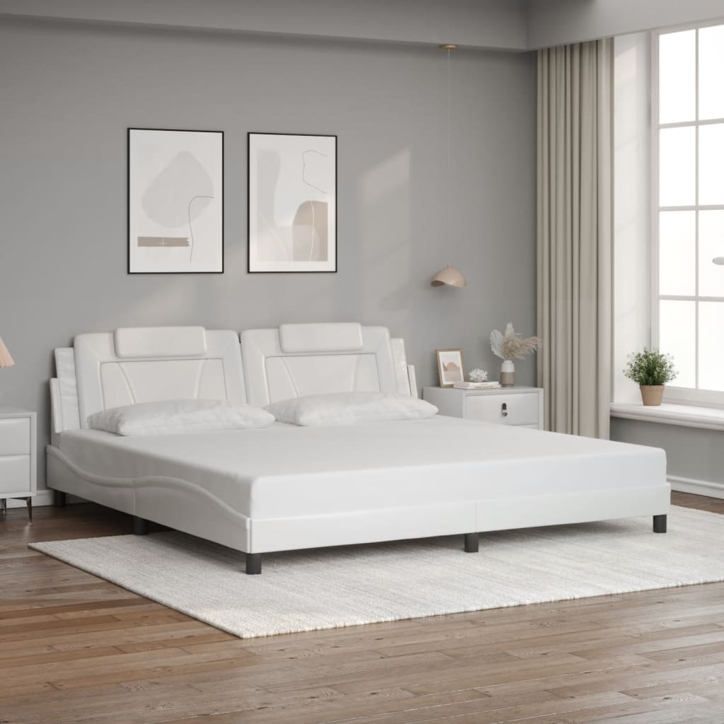 Bed Frame "Viana" with LED without Mattress White 200x200 cm