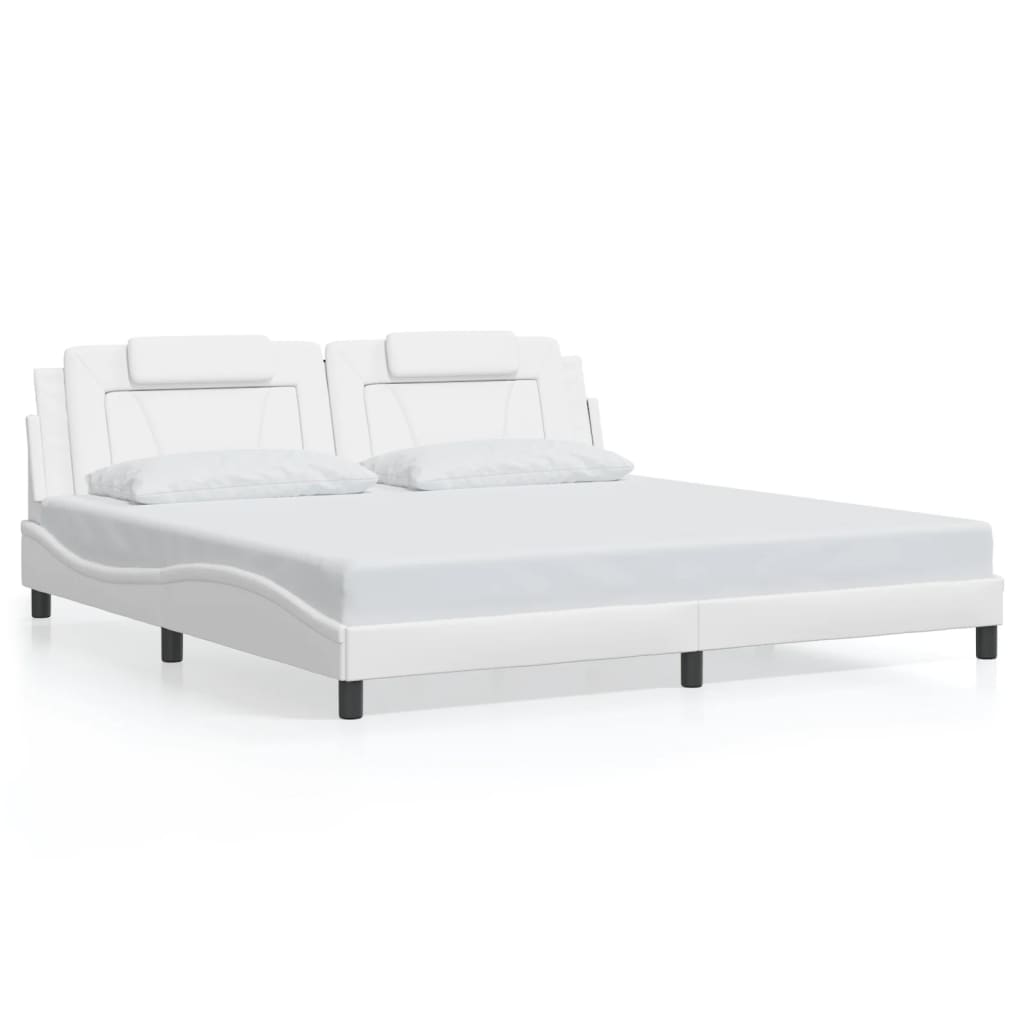 Bed Frame "Viana" with LED without Mattress White 200x200 cm