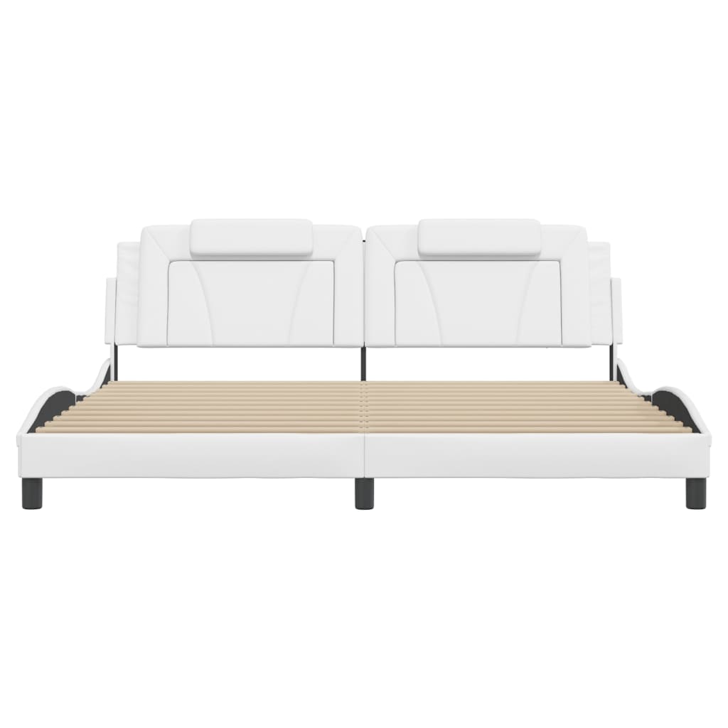 Bed Frame "Viana" with LED without Mattress White 200x200 cm