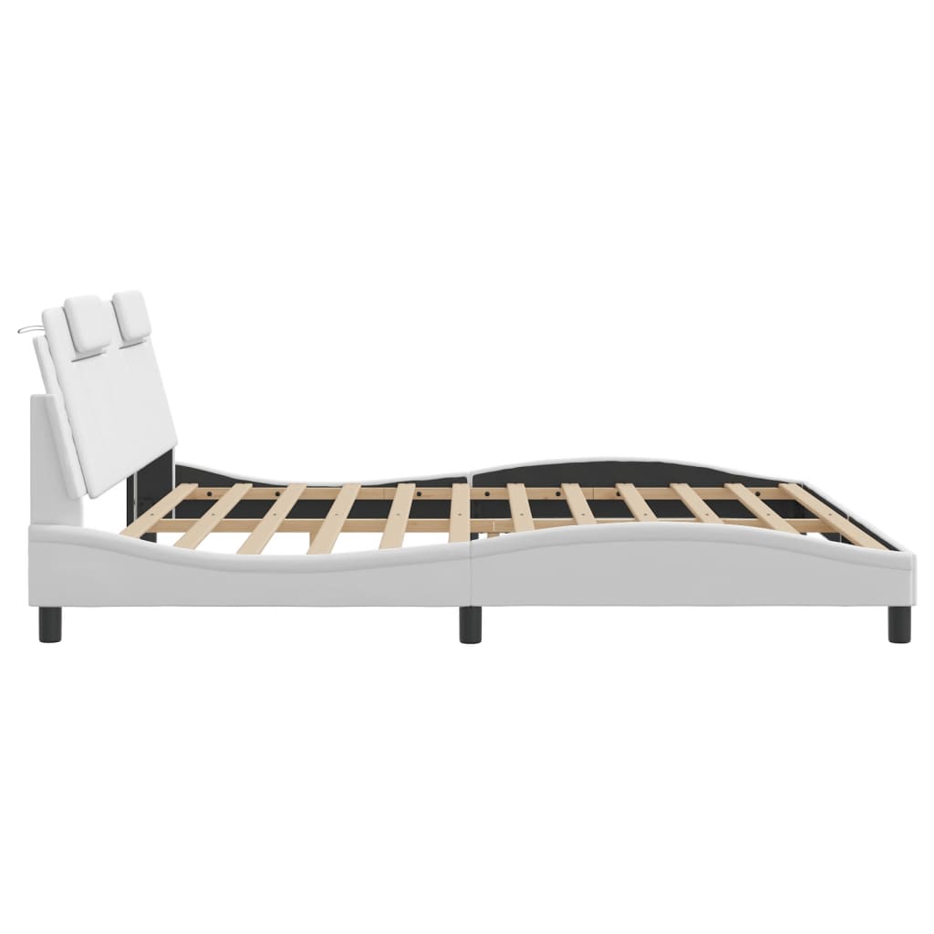 Bed Frame "Viana" with LED without Mattress White 200x200 cm