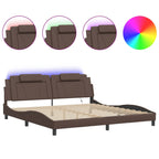 Bed Frame "Viana" with LED without Mattress Brown 200x200 cm