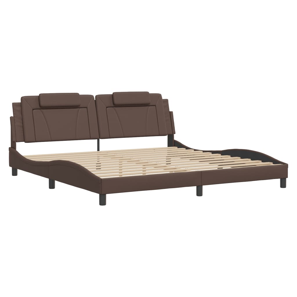 Bed Frame "Viana" with LED without Mattress Brown 200x200 cm