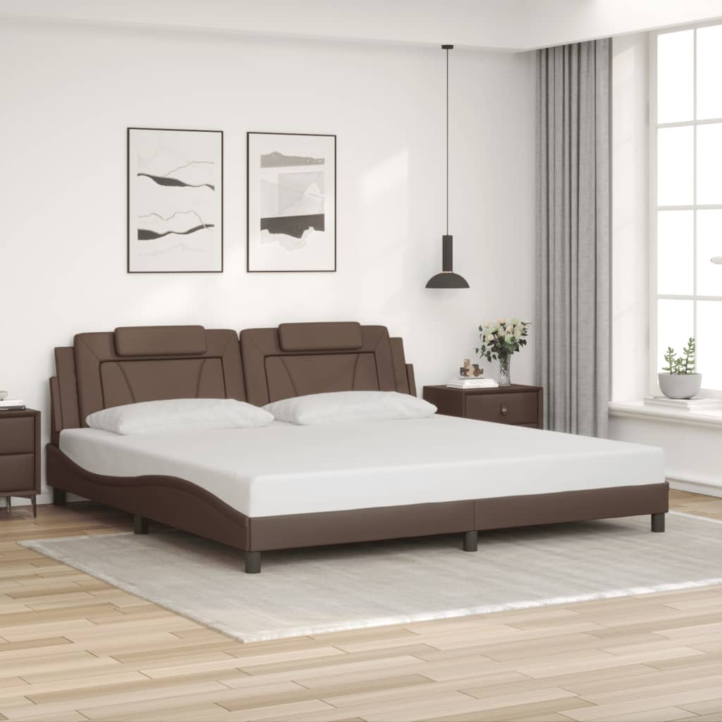 Bed Frame "Viana" with LED without Mattress Brown 200x200 cm
