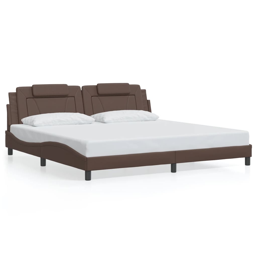 Bed Frame "Viana" with LED without Mattress Brown 200x200 cm