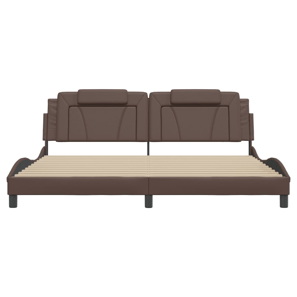 Bed Frame "Viana" with LED without Mattress Brown 200x200 cm